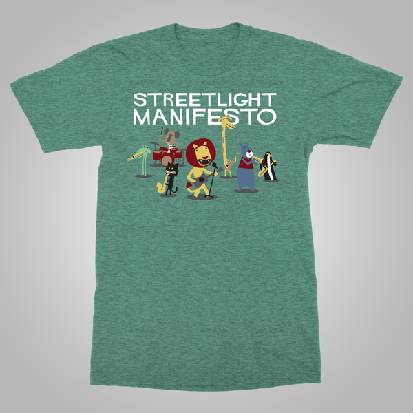Streetlight Manifesto "Impressed Animal Band" T-Shirt (Heather Green)