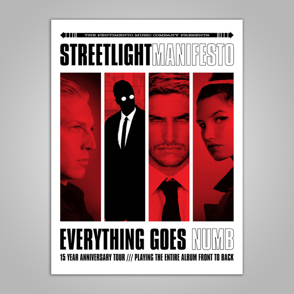 Streetlight Manifesto "Everything Goes Numb Anniversary Tour" Poster (2018)